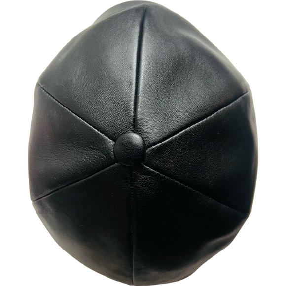 MARZI FIRENZE Leather Satin Lined Cap in Black O/S main image 4